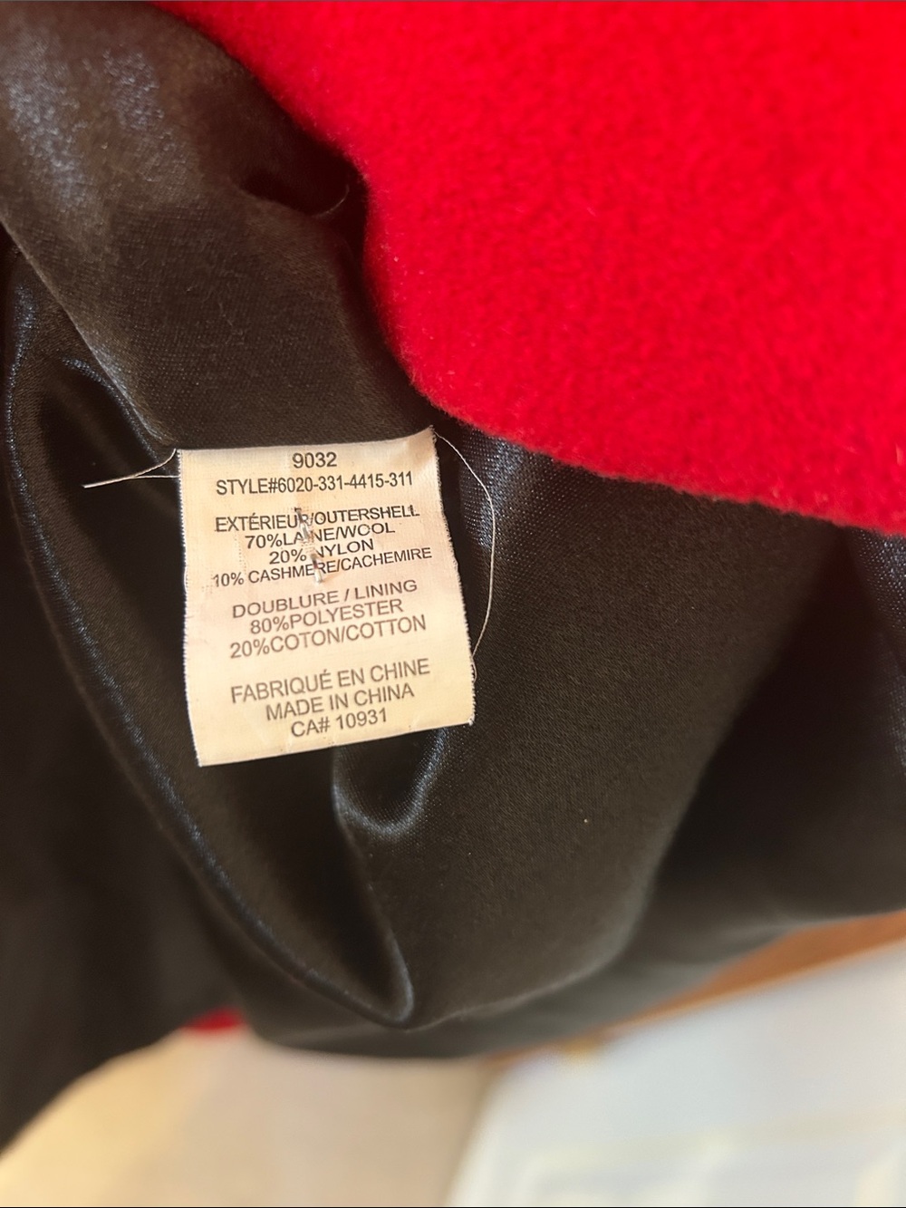 Double-Breasted Red Pea Coat for Women - Picture 4 of 4